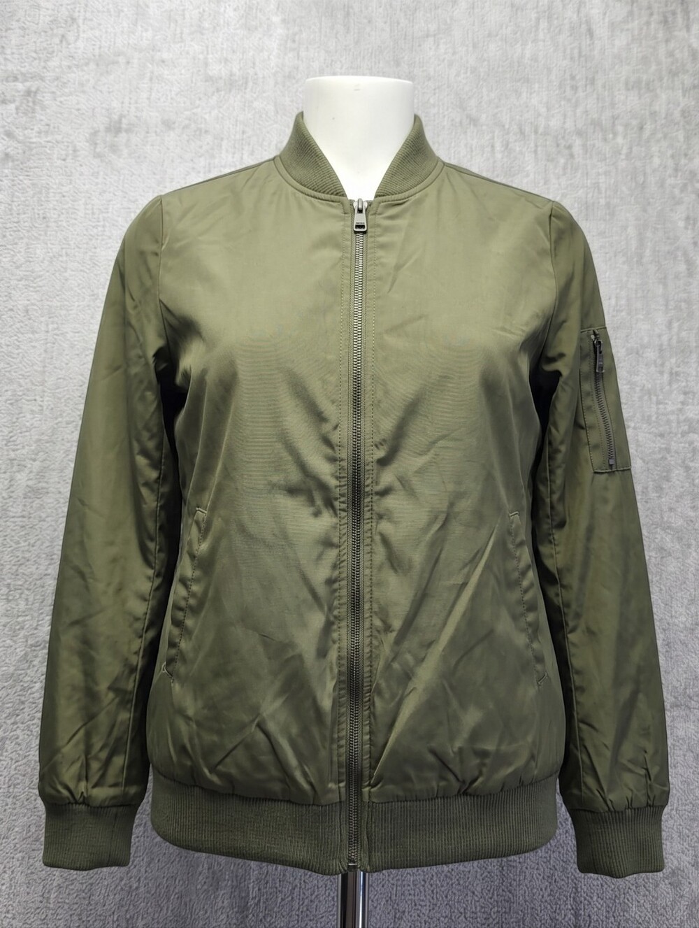 Bernardo Womens Bomber Boyfriend Jacket Forest Army Green Medium Full Zip